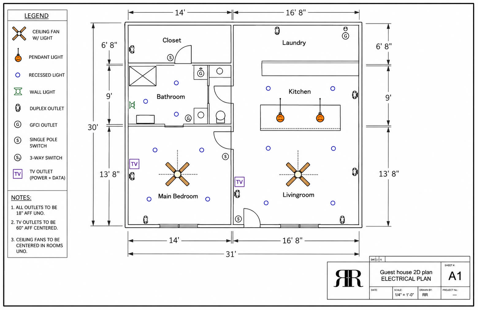 Home plan showing a smaller guest layout